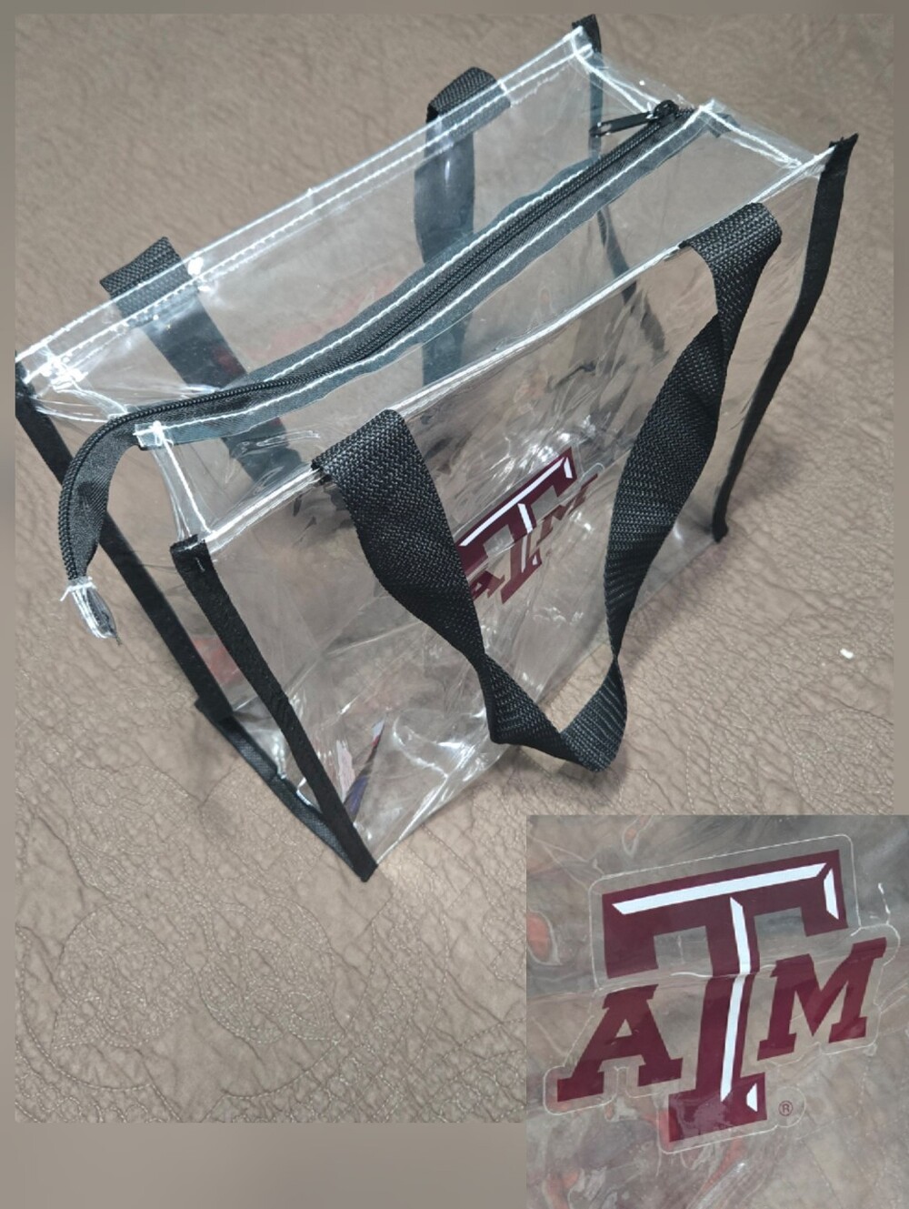 Texas A&M Texas Aggies Clear tote roomy bag with zipper closure